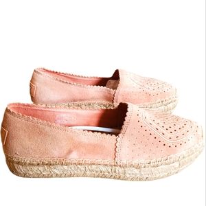 NEW UGG Heidi Perforated Slip On Dusty Pink Suede Leather Espadrille Flats sz 9